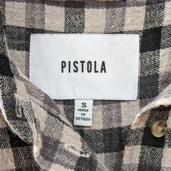 Pistola Women's Cream and Black Plaid Long Sleeve Button Down Shirt size S - Picture 4 of 9